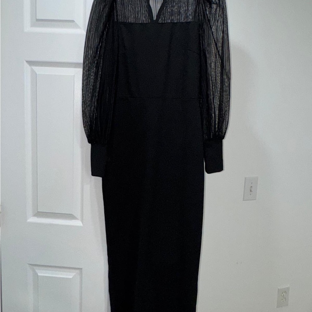 SHEIN Black Long Sleeve Dress with Sheer Detail